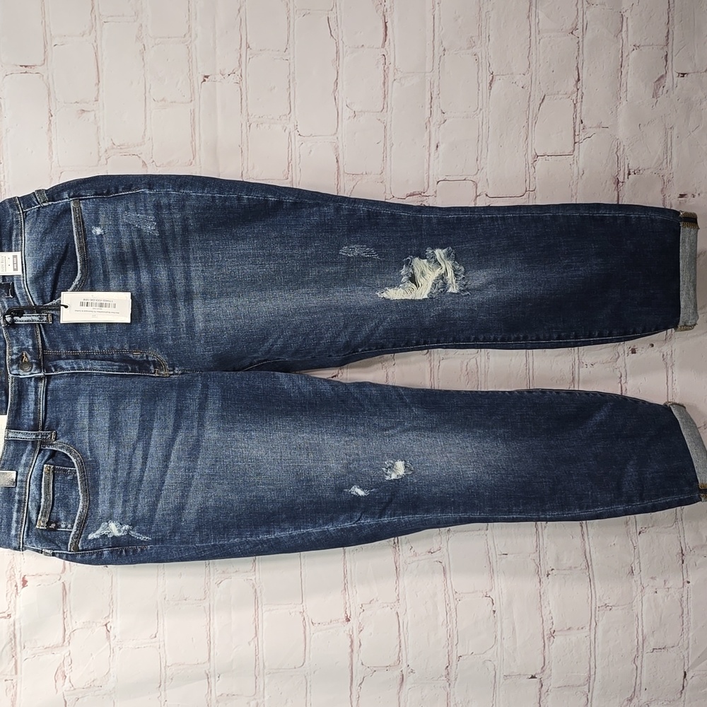 Judy Blue Mid Rise Boyfriend Slim Fit Distroyed Cuffed Jeans Women's Size 18W